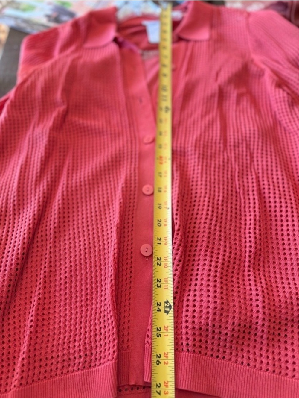 EUC Chico's Open Knit Button-Up Cardi & Tank Top SZ 2 (L/12) Coral/Burnt Orange - Picture 12 of 16